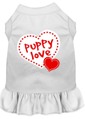 Puppy Love Screen Print Dress White 4x (22)