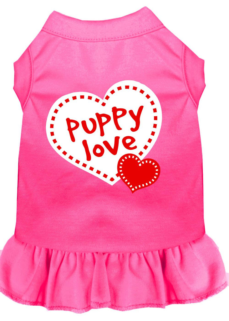 Puppy Love Screen Print Dress Bright Pink Sm (10)