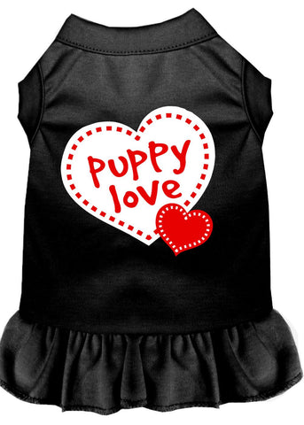 Puppy Love Screen Print Dress Black Xs (8)