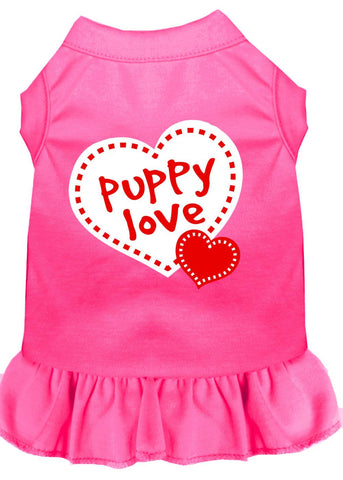 Puppy Love Screen Print Dress Bright Pink Xs (8)