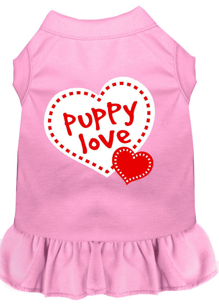 Puppy Love Screen Print Dress Light Pink Xs (8)