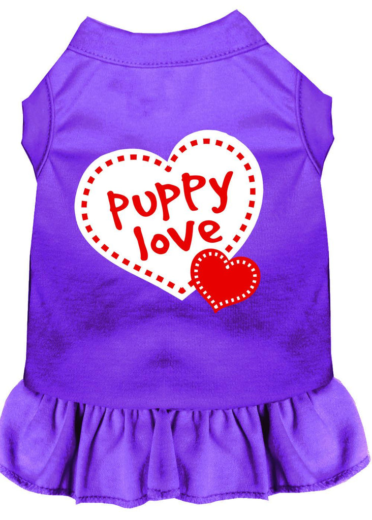 Puppy Love Screen Print Dress Purple Xs (8)