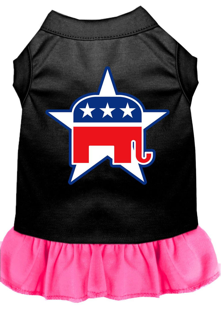 Republican Screen Print Dress Black With Bright Pink Lg (14)