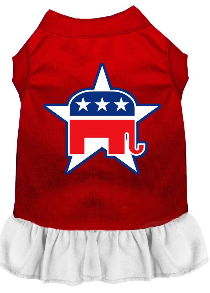 Republican Screen Print Dress Red With White Lg (14)