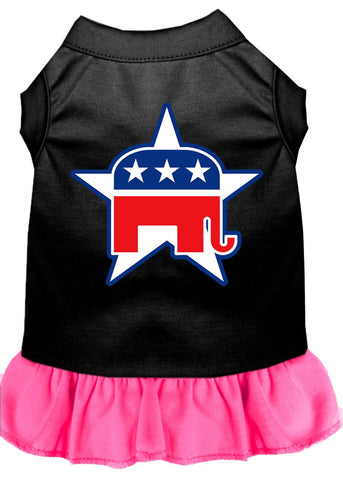 Republican Screen Print Dress Black With Bright Pink Xs (8)