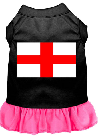 St. Georges Cross Screen Print Dress Black With Bright Pink Lg (14)