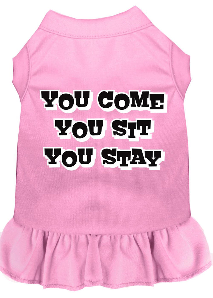 You Come, You Sit, You Stay Screen Print Dress Light Pink Med (12)