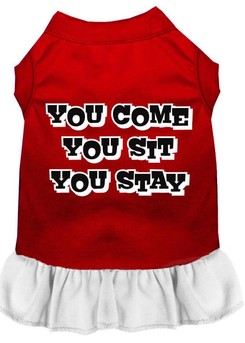 You Come, You Sit, You Stay Screen Print Dress Red With White Xl (16)