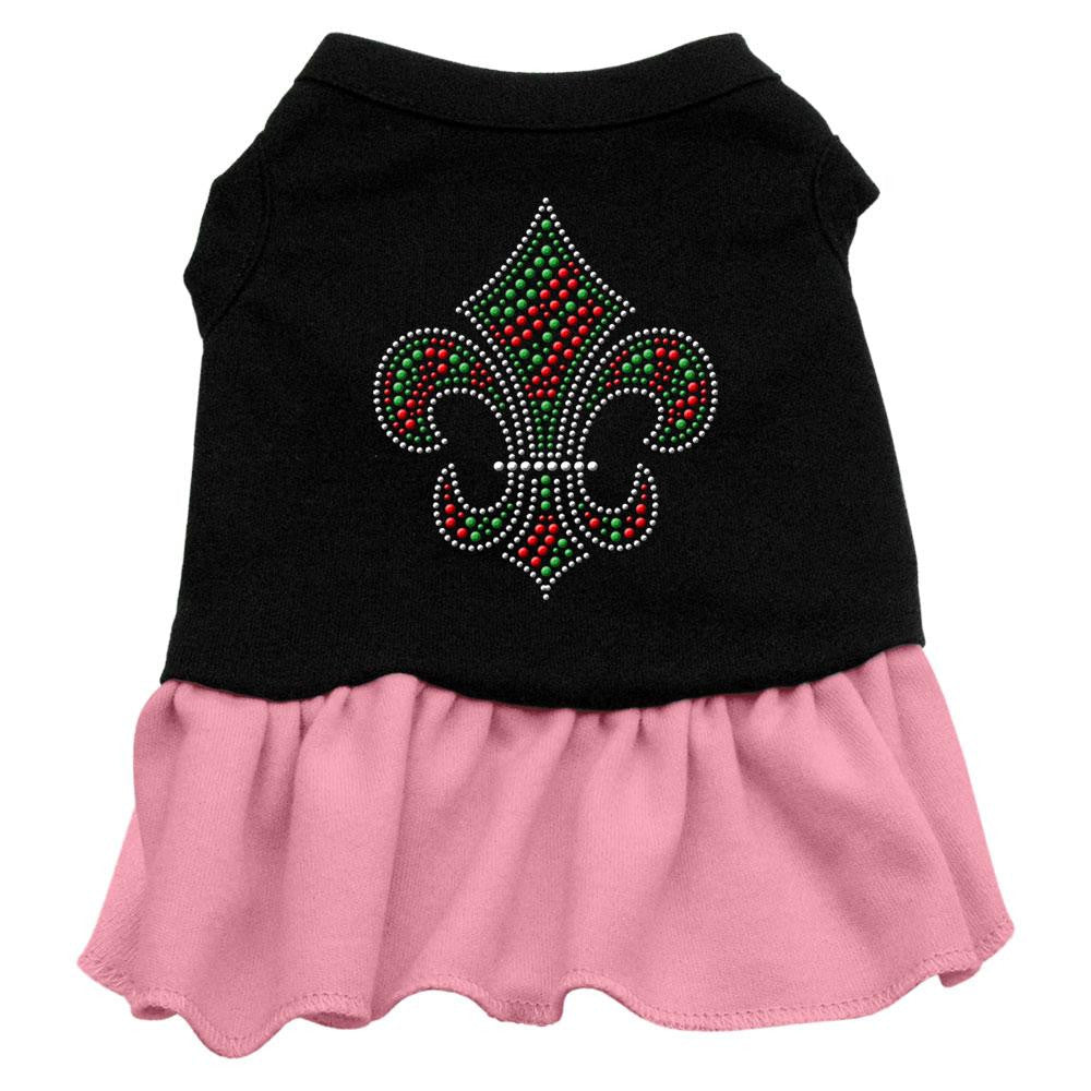 Christmas Fleur De Lis Rhinestone Dress Black with Pink Med (12)