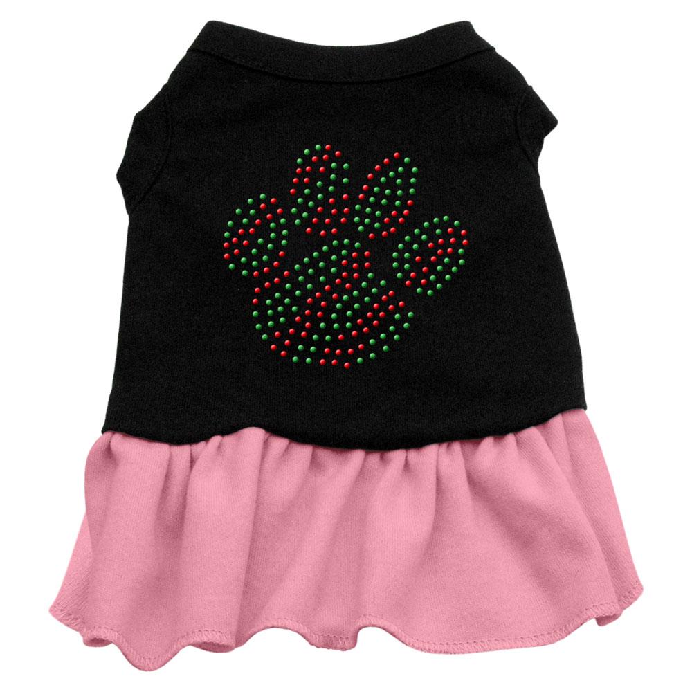 Christmas Paw Rhinestone Dress Black With Pink Xxxl (20)