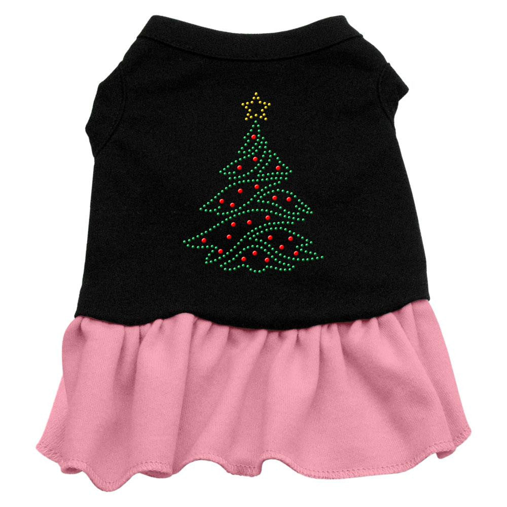 Christmas Tree Rhinestone Dress Black with Pink XXL (18)