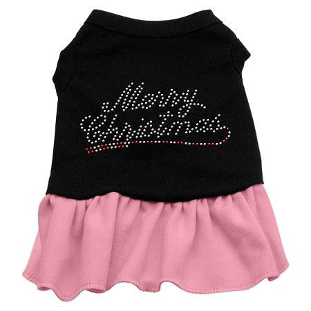 Merry Christmas Rhinestone Dress Black with Pink Lg (14)