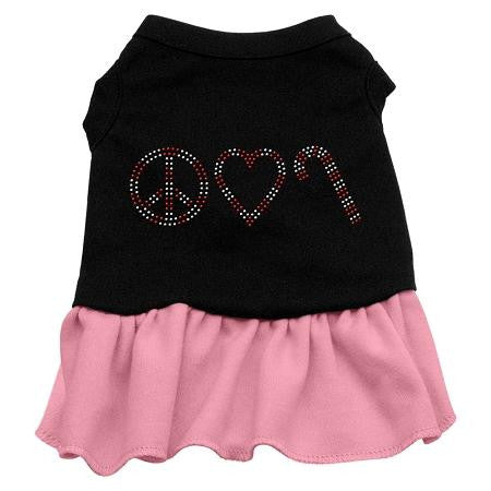 Peace Love Candy Cane Rhinestone Dress Black with Pink Sm (10)