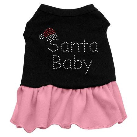 Santa Baby Rhinestone Dress Black with Pink Lg (14)