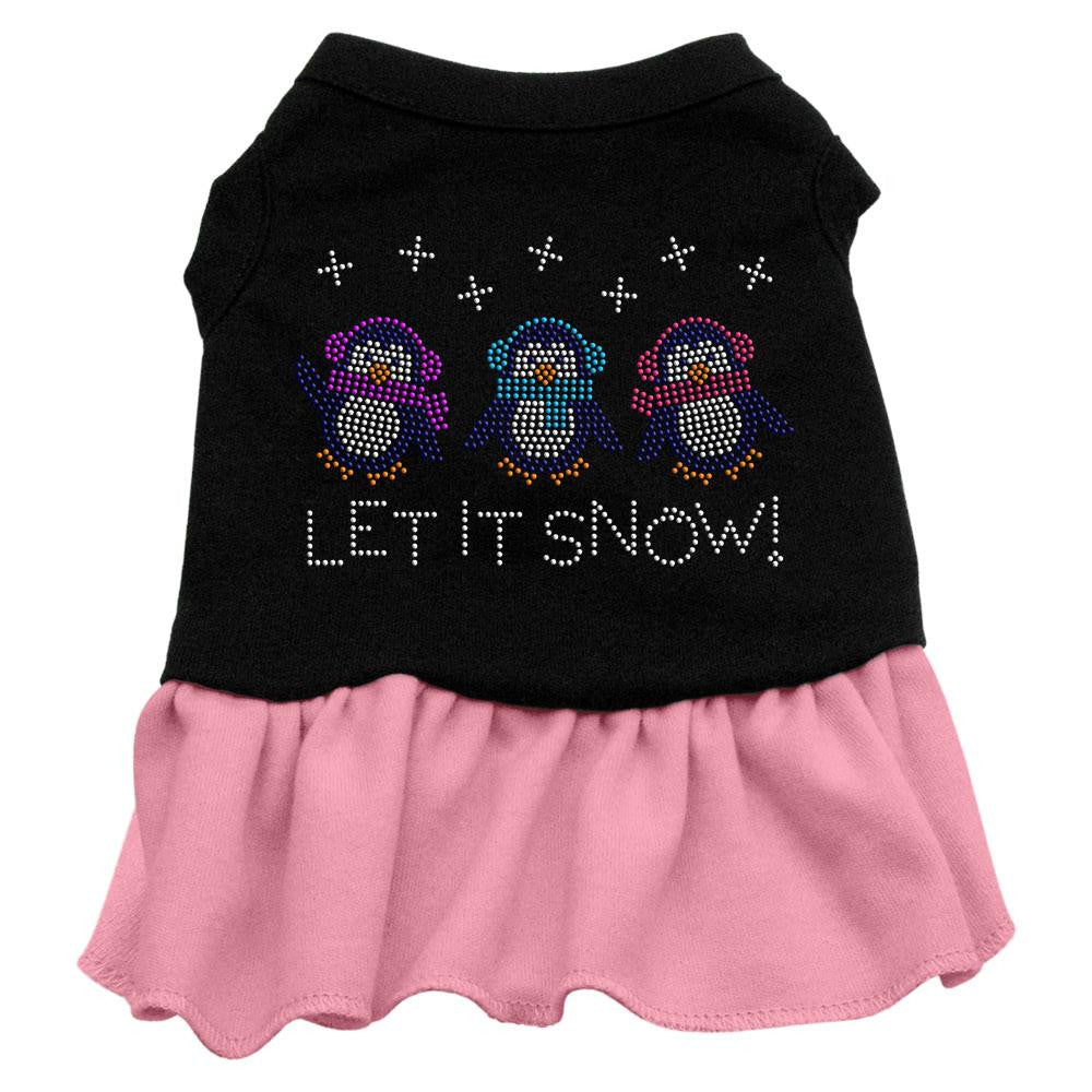 Let it Snow Penguins Rhinestone Dress Black with Pink Lg (14)