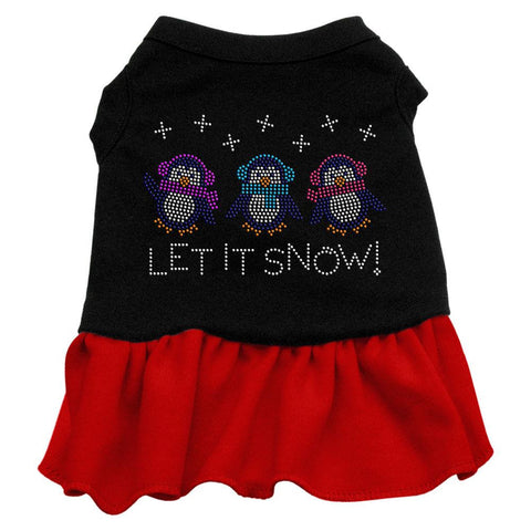 Let it Snow Penguins Rhinestone Dress Black with Red Sm (10)