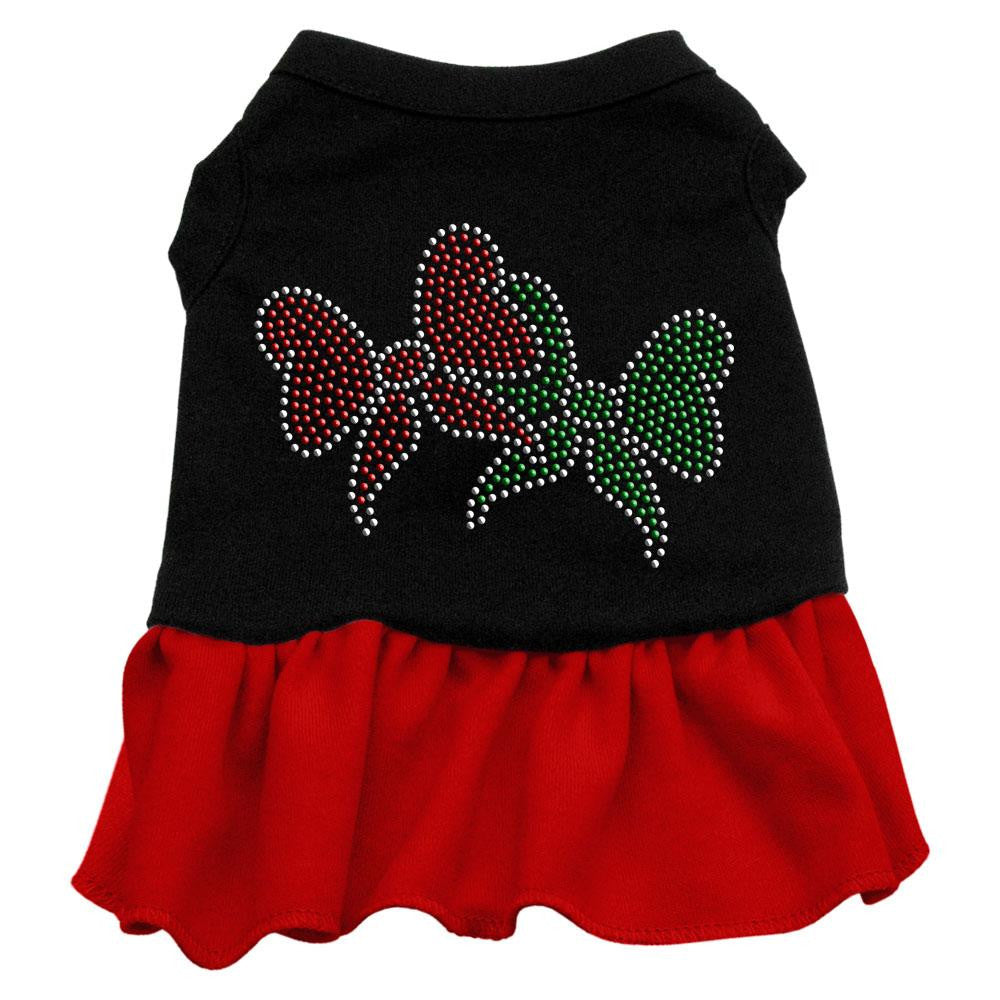 Christmas Bows Rhinestone Dress Black with Red Lg (14)