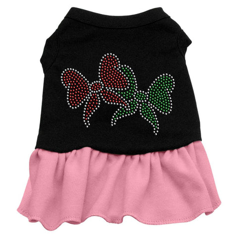 Christmas Bows Rhinestone Dress Black with Pink Med (12)