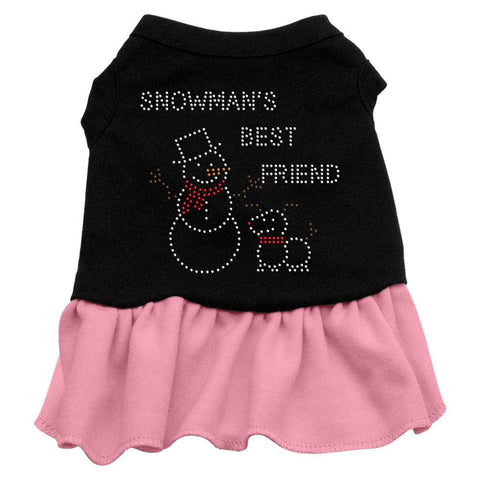 Snowman's Best Friend Rhinestone Dress Black with Pink Lg (14)