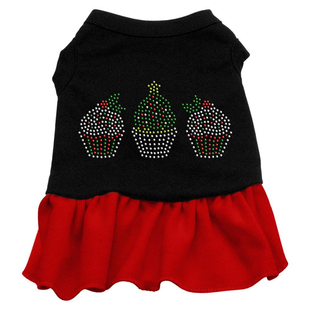 Christmas Cupcakes Rhinestone Dress Black with Red XXL (18)