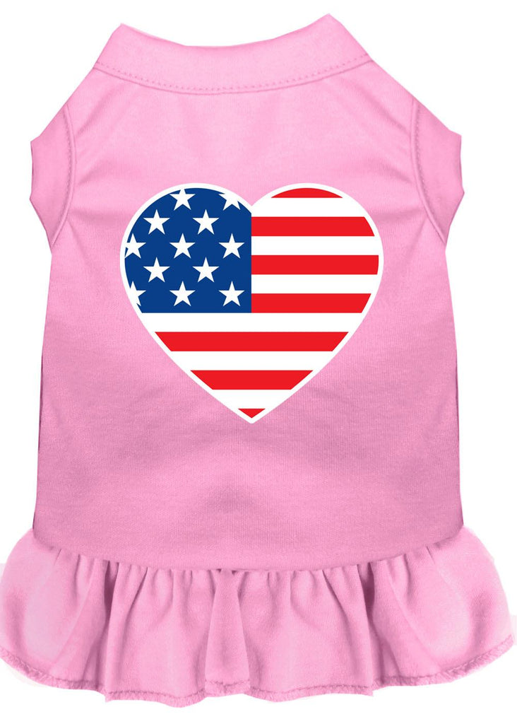 American Flag Heart Screen Print Dress Light Pink 4x (22)