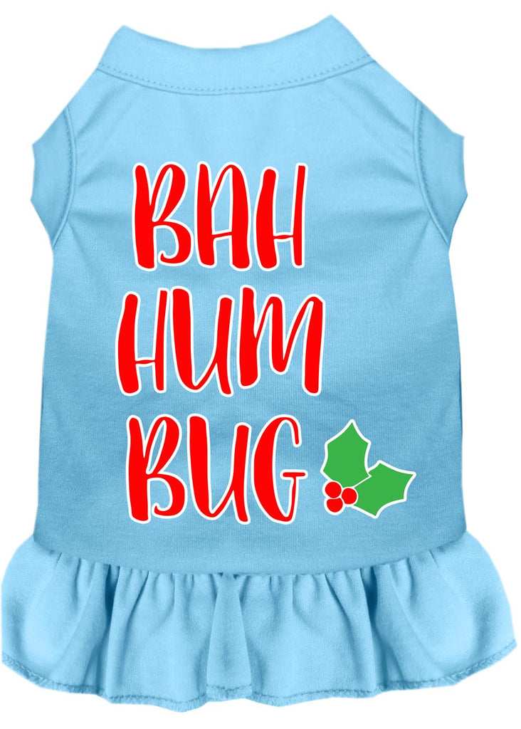 Bah Humbug Screen Print Dog Dress Baby Blue 4x