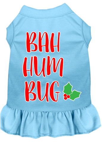 Bah Humbug Screen Print Dog Dress Baby Blue Xxl