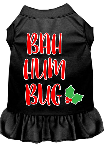 Bah Humbug Screen Print Dog Dress Black 4x