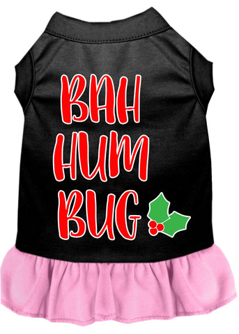 Bah Humbug Screen Print Dog Dress Black With Light Pink Xxxl