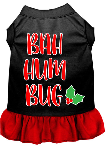 Bah Humbug Screen Print Dog Dress Black With Red Xs