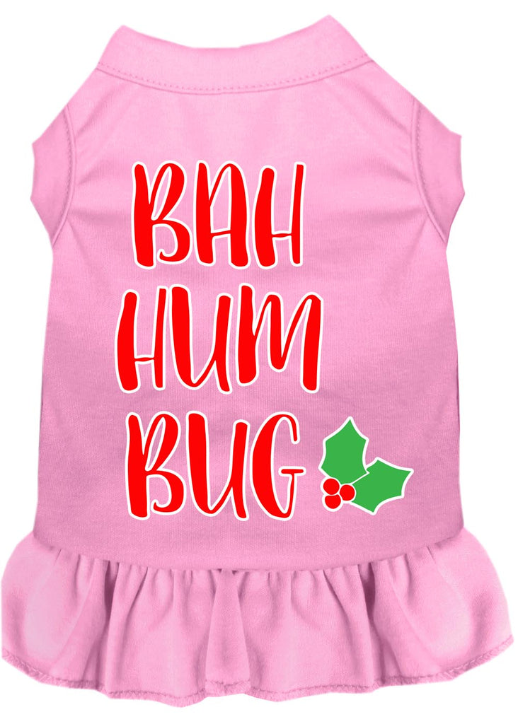 Bah Humbug Screen Print Dog Dress Light Pink Lg