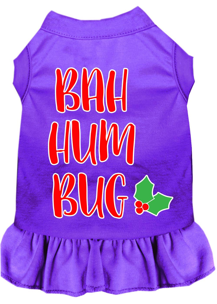 Bah Humbug Screen Print Dog Dress Purple Xs