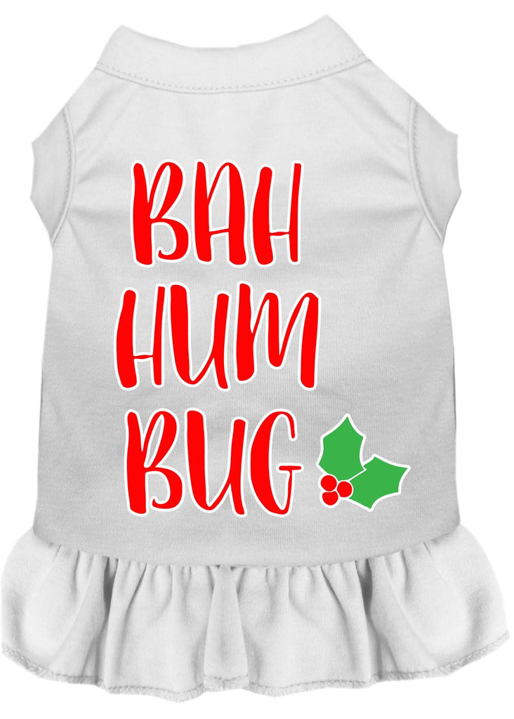 Bah Humbug Screen Print Dog Dress White Xs