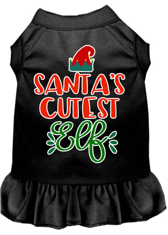 Santa's Cutest Elf Screen Print Dog Dress Black Xxl