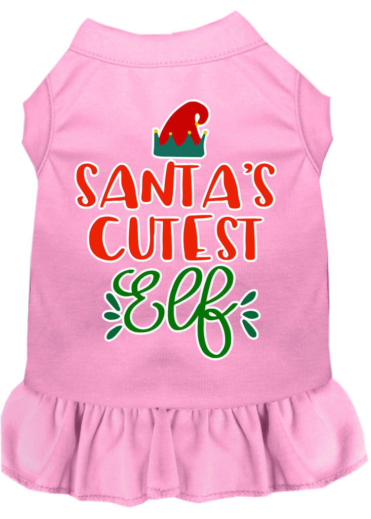 Santa's Cutest Elf Screen Print Dog Dress Light Pink Xl