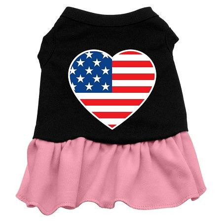 American Flag Heart Screen Print Dress Black with Pink Med (12)