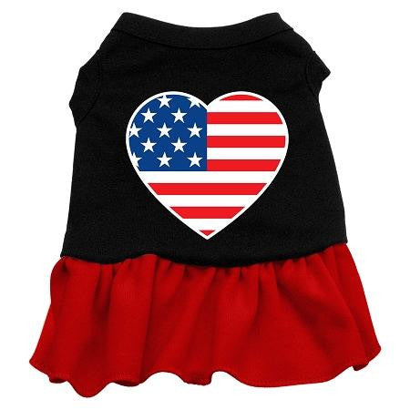 American Flag Heart Screen Print Dress Black with Red Med (12)