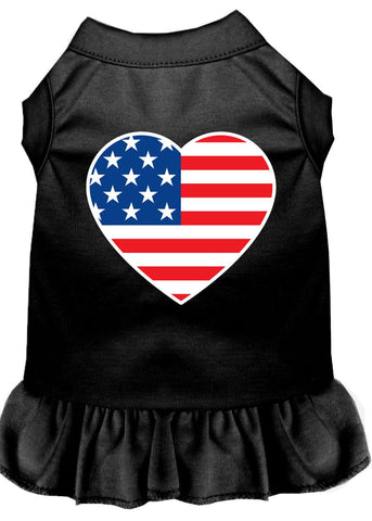 American Flag Heart Screen Print Dress Black Xs (8)