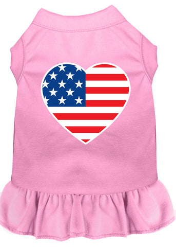 American Flag Heart Screen Print Dress Light Pink Xs (8)