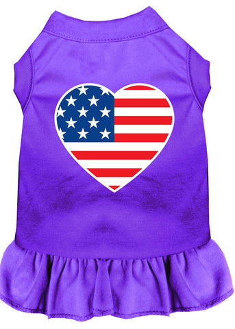 American Flag Heart Screen Print Dress Purple Xs (8)