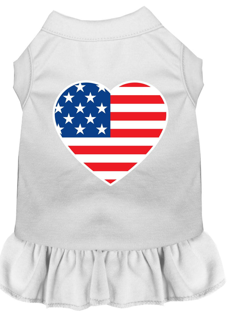 American Flag Heart Screen Print Dress White Xs (8)