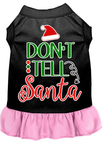 Don't Tell Santa Screen Print Dog Dress Black With Light Pink Xxl