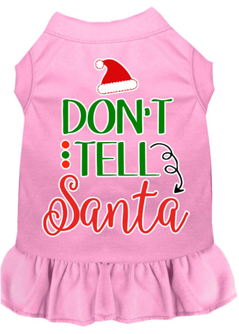 Don't Tell Santa Screen Print Dog Dress Light Pink Lg