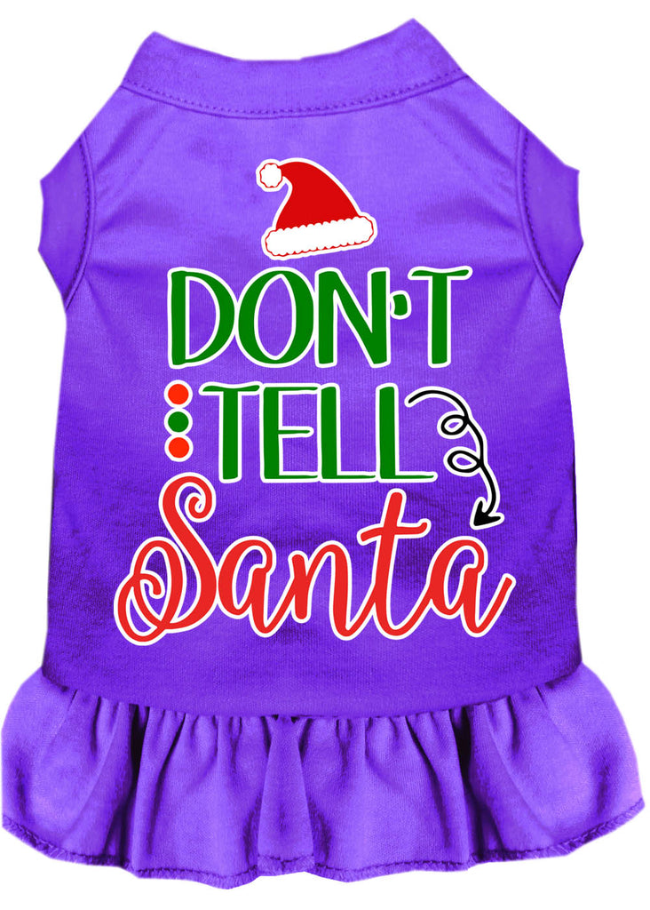 Don't Tell Santa Screen Print Dog Dress Purple 4x