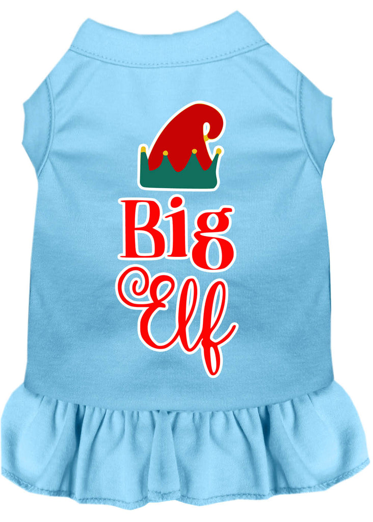 Big Elf Screen Print Dog Dress Baby Blue 4x