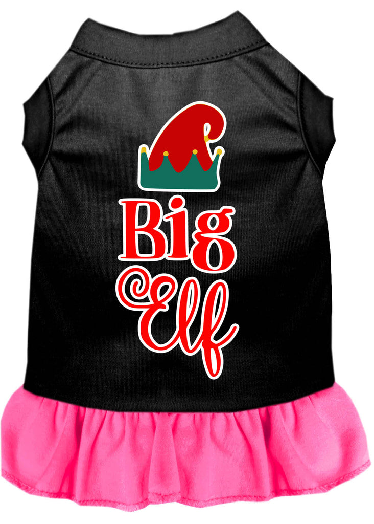 Big Elf Screen Print Dog Dress Black With Bright Pink Xl