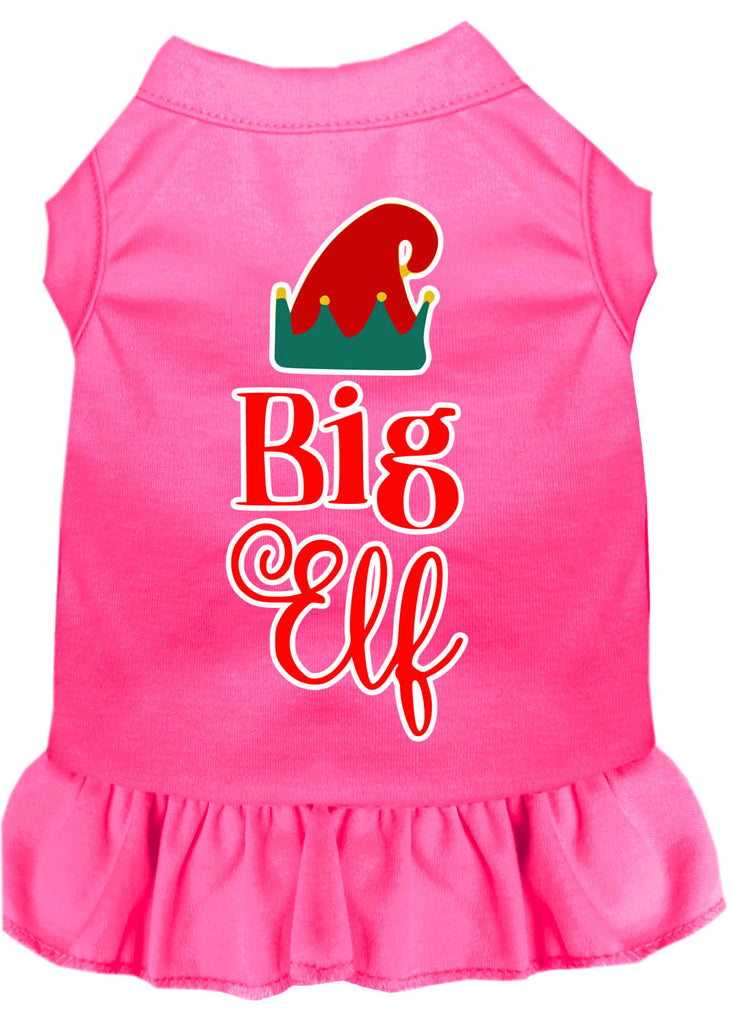 Big Elf Screen Print Dog Dress Bright Pink 4x