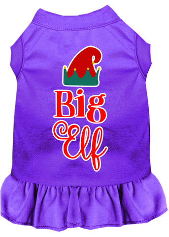 Big Elf Screen Print Dog Dress Purple 4x