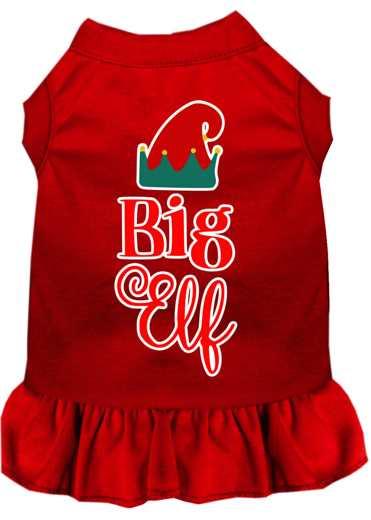 Big Elf Screen Print Dog Dress Red Sm