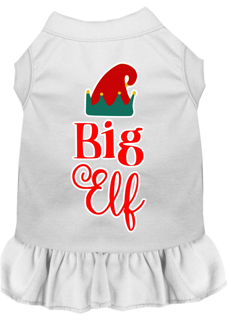 Big Elf Screen Print Dog Dress White Sm